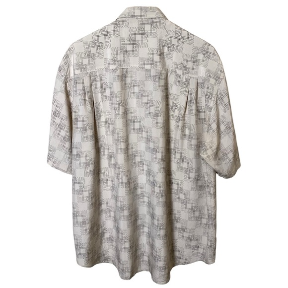Axis Black and White Design Button Down-Silk, XL - Picture 2 of 7